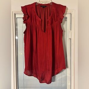 Banana Republic Vibrant Red Ruffle Blouse